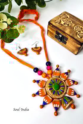 Handmade Terracotta floral Jewellery Set