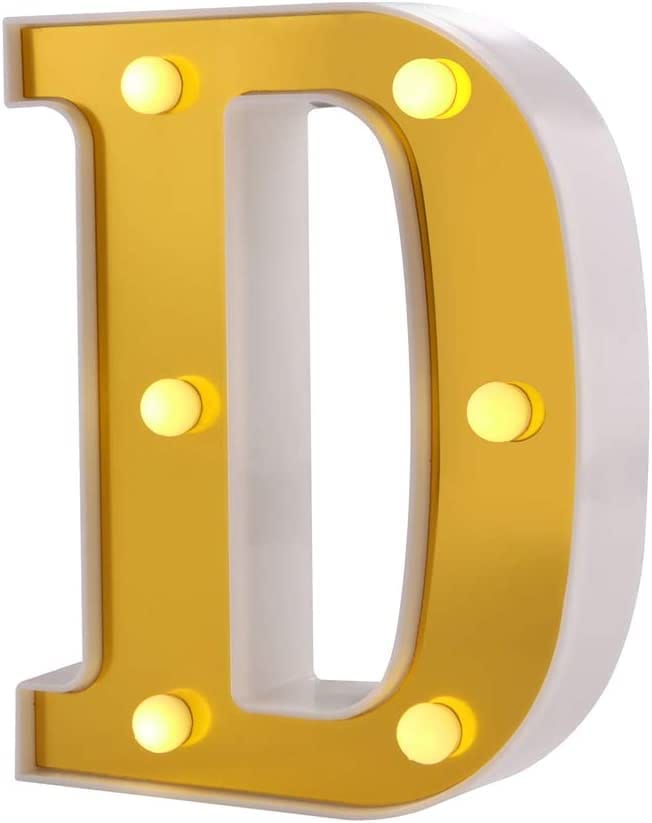 LED Golden Marquee Alphabet D-1PC - Party and Festive Needs | Buy online on ZillyBuy