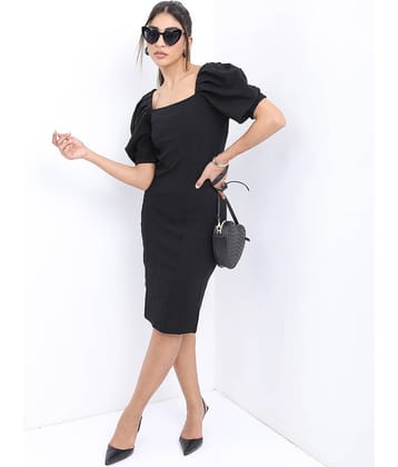 Ketch Women Polyester Blend Solid Bodycon Dress ( Green )