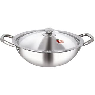 Dhara Stainless Steel Triply 3000 Kadai 24 CM with Stainless Steel Lid