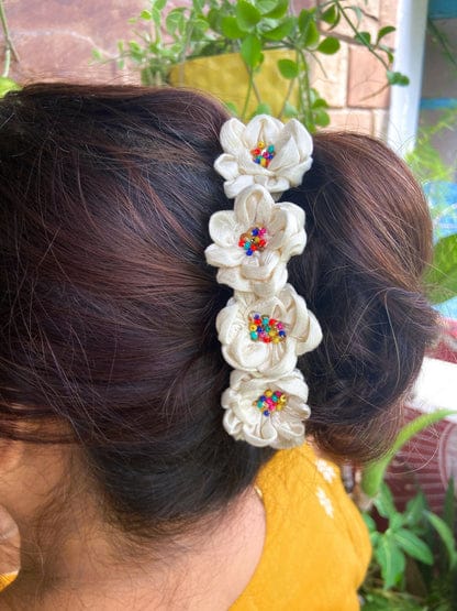 Silk Flower Hairpin with Beads