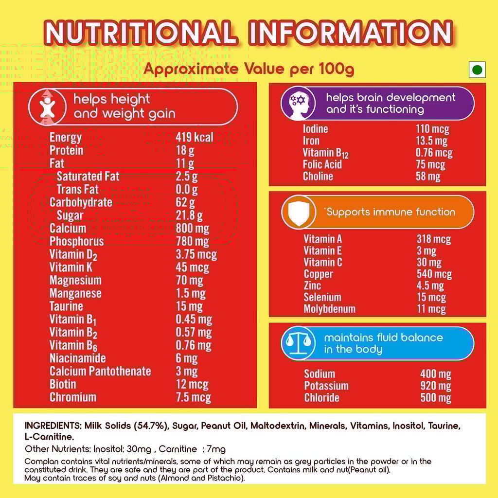 Complan Nutrition Drink Powder for Children, Creamy Classic Flavour, 400 gm pouch | Nutrition drink for kids with protein & 34 vital nutrients