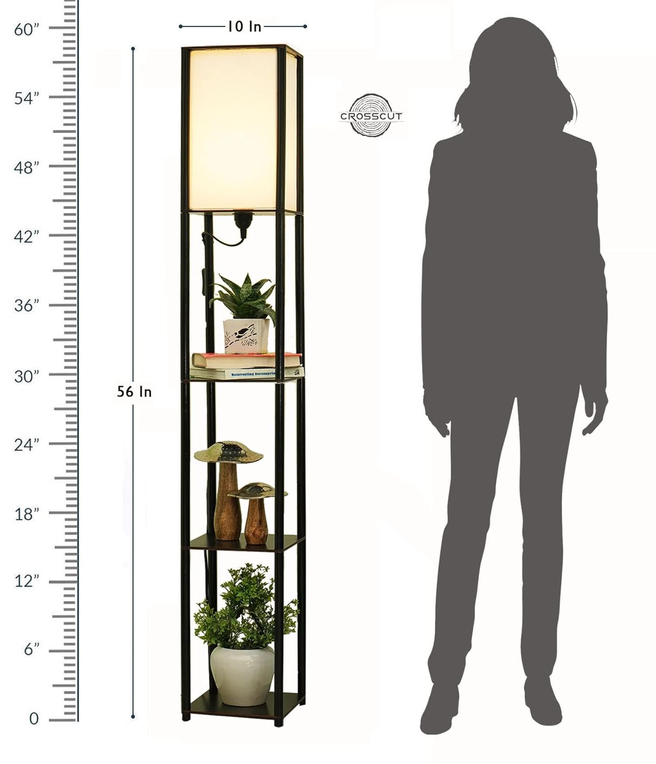 Furniture Tower Floor Lamp with Shelf (Cotton White). Diwali Decorative Item