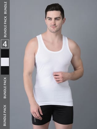 Men's Pack of 4 Solid Combed Cotton Vest