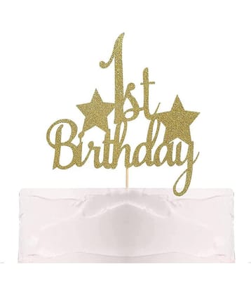 Zyozi 1st Birthday Cake Topper - First Birthday Topper, all the first birthday cake decorations, which is the perfect finish for your cake. White back，Little Star Cake Topper.