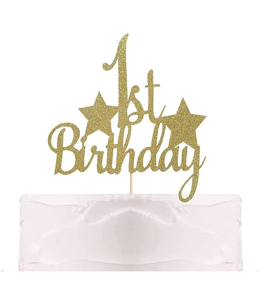 Zyozi 1st Birthday Cake Topper - First Birthday Topper, all the first birthday cake decorations, which is the perfect finish for your cake. White back，Little Star Cake Topper.