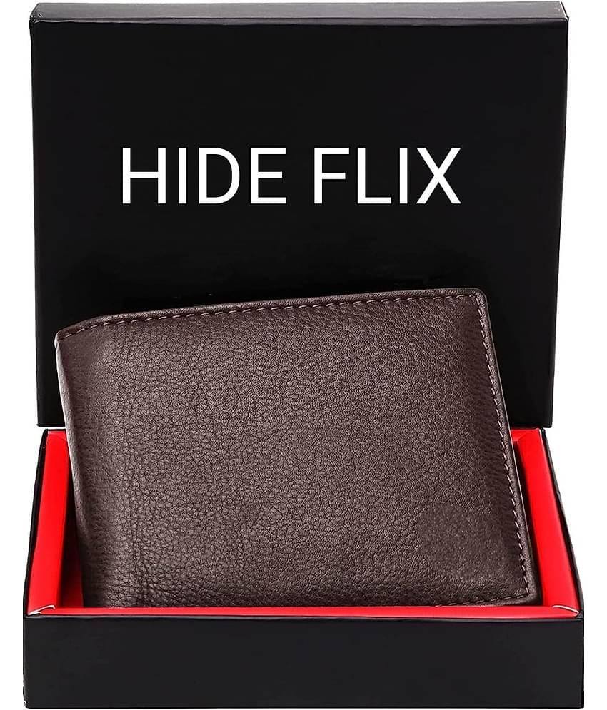 HIDEFLIX Brown Leather Men's Regular Wallet,RFID Wallet ( Pack of 1 )