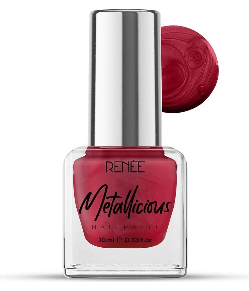 RENEE Metallicious Nail Paint- Christmas Red, Quick Drying, Metallic Finish, Long Lasting, 10ml