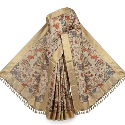 Sambalpuri Golden Cow Motif Heritage Handloom Saree