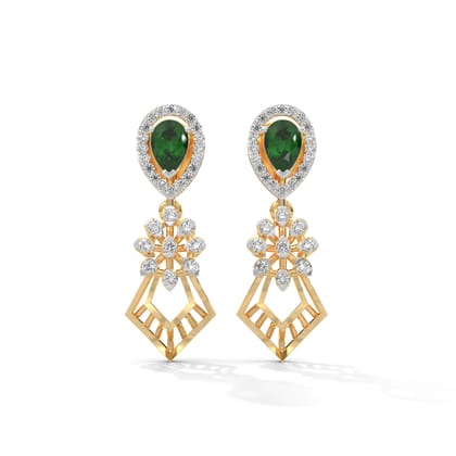 Elika Silver Moissanite Dangle Earrings | 22KT Gold Vermeil-Yellow Gold