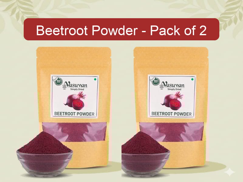 Vasuvan Beetroot Powder (Pack of 2 - 200g Each) | Natural Red Superfood Duo