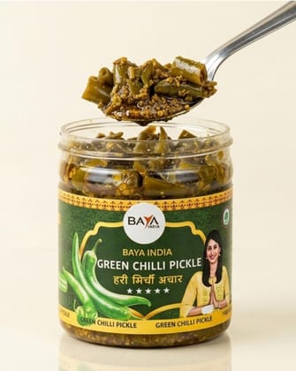 Baya India Homemade Green Chilli Pickle | Hari Mirch ka Achar | Traditional Recipe | No Vinegar & No Preservatives | Spicy & Tangy Flavor | Authentic Indian Taste