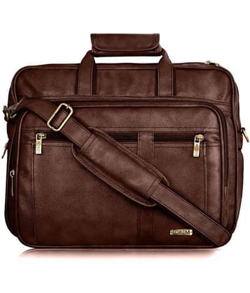 Lorem Brown Faux Leather Office Bag - Brown