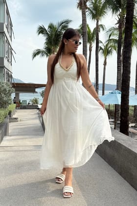 Rio White Crystal Embellished Maxi-S-M