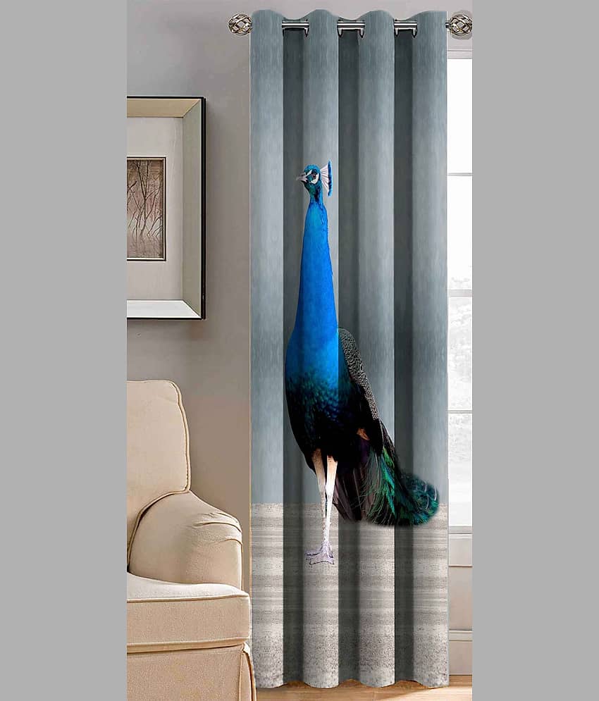 BELLA TRUE Printed Semi-Transparent Curtain 9 ft Pack of 1 Multi Color