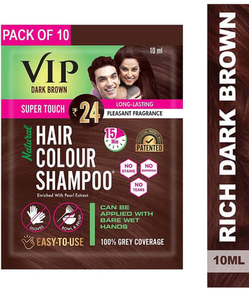 VIP Hair Colour Shampoo Natural Semi Permanent Hair Color 10 mL Dark Brown