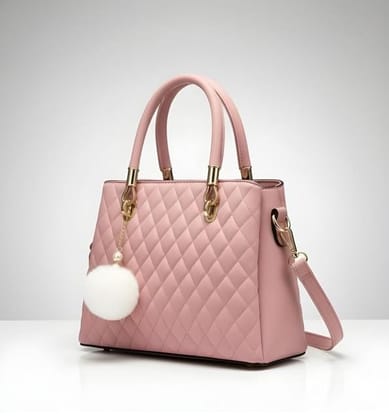 DARSHANS Women's PU Leather Solid Shoulder Zipper Handbag (Pink)-PID65118