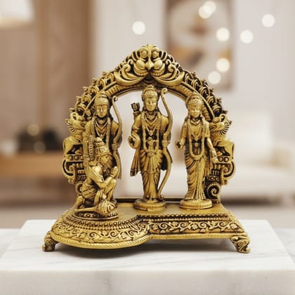 Brass Ram Darbar Idol | Lord Ram Family Statue for Temple, Height : 5 Inch (BSMAS1728 F)
