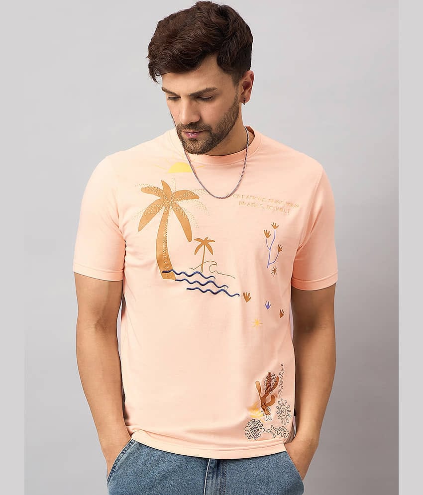 Club York Pack of 1 Cotton Blend Regular Fit Men's T-Shirt ( Peach )
