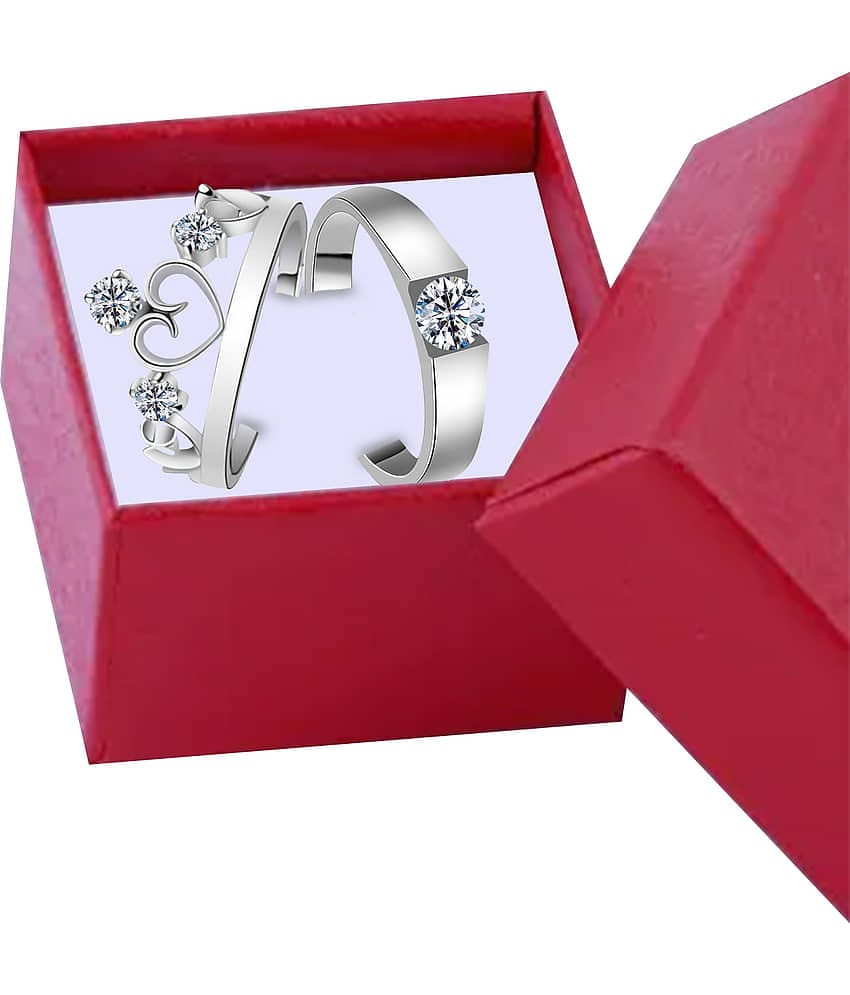 Silver Shine Silver Couple Ring ( Pack of 1 )
