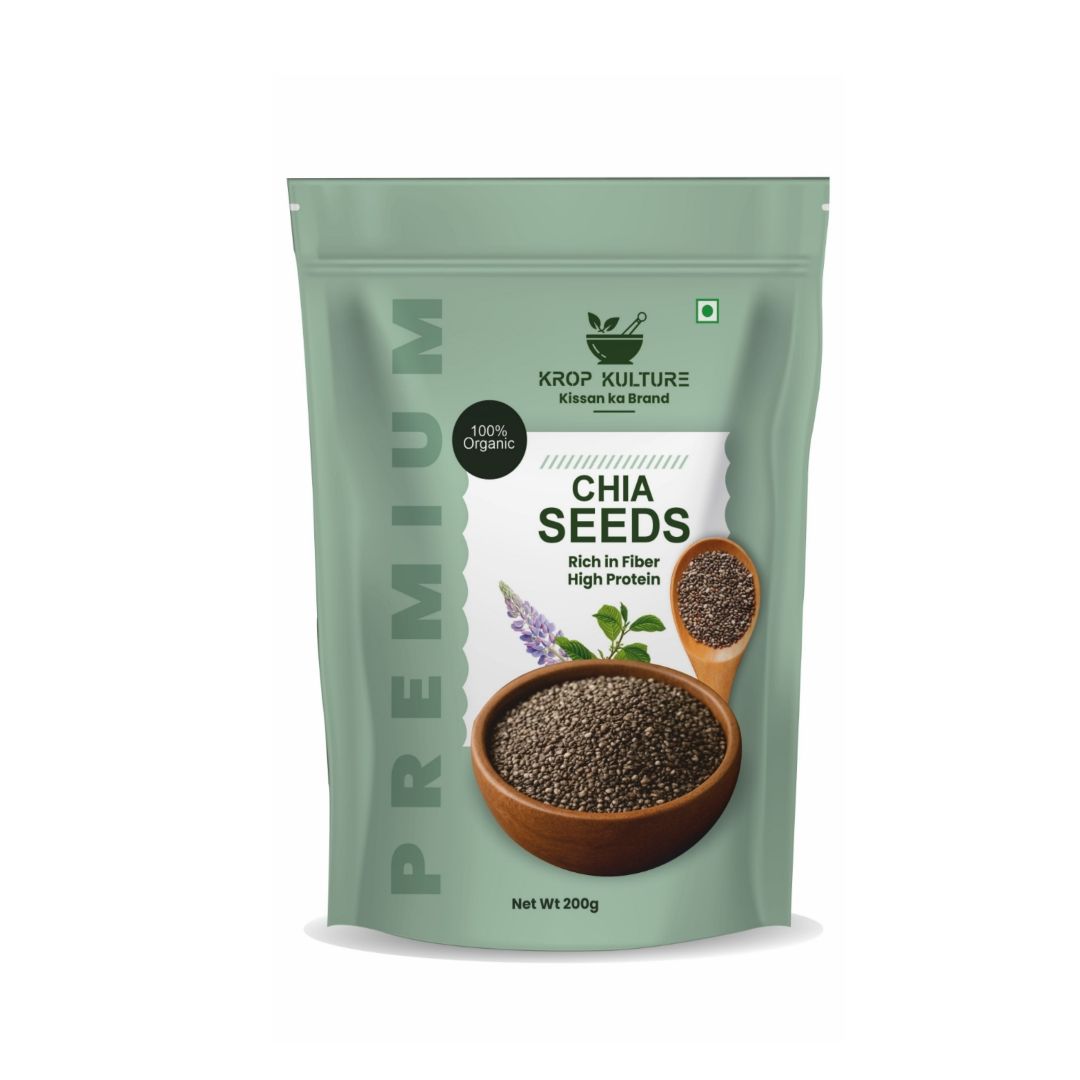"Krop Kulture Premium Chia Seeds | 100% Natural Superfood for Weight Loss, Omega-3 & Protein | Rich in Fiber | Farm Fresh & Value Pack"