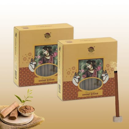 Nandi Panchgavya 100 Percent Cow Dung Dhoop Sticks for Pooja with Stand (Chandan Fragrance -Pack of 2, 100 Sticks)