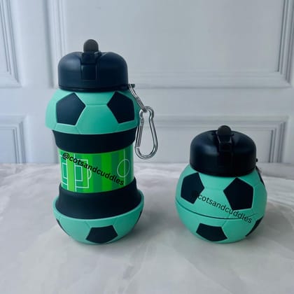 550ml Sports Theme Expandable Silicone Bottle for Kids-Football Green