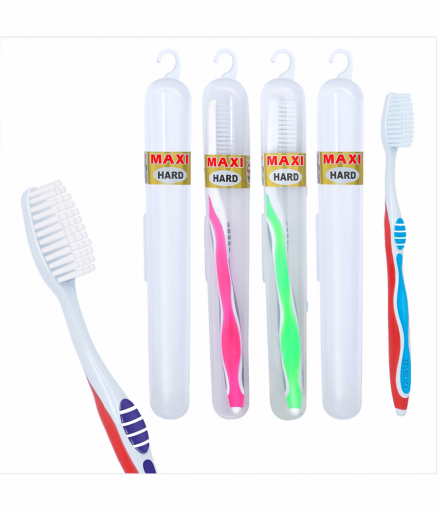 Maxi Candy Hard Toothbrush Travel Pack(Pack Of 4)