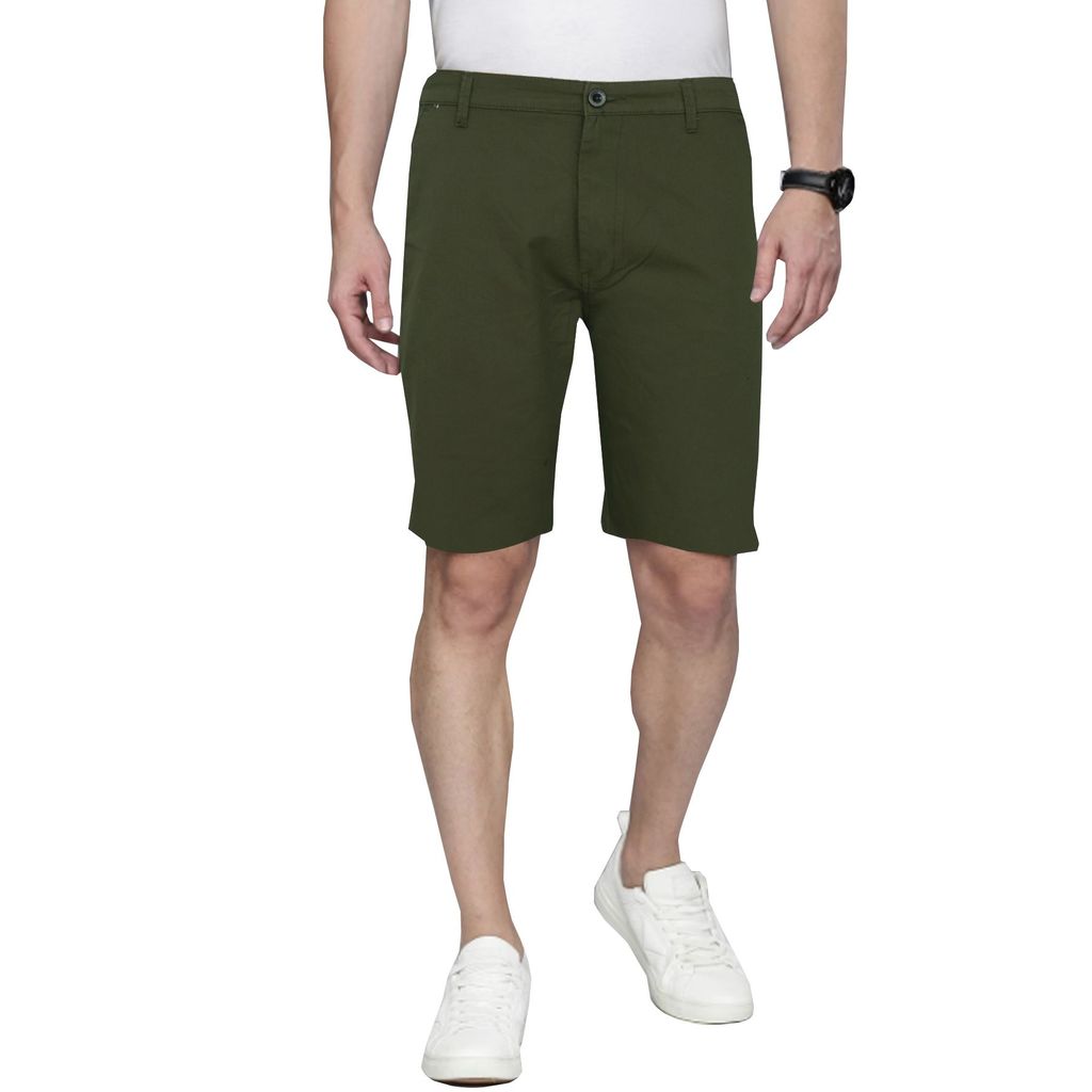 Cotton Green Solid Shorts