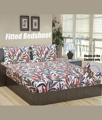 Home Candy Microfibre Nature 1 Bedsheet with 2 Pillow Covers - Multi