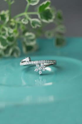 Floral Bloom Sterling Silver Ring-US 6 = 16.5mm Diameter / Silver