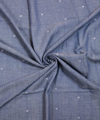 Blue white handwoven cotton jamdani fabric