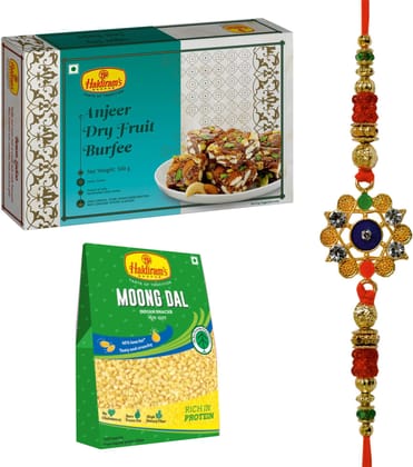 Haldiram's Nagpur Anjeer Dry Fruit Burfee -500gm, Moong Dal(200 gm) With Premium Rakhi Assorted Gift Box (Multicolor)