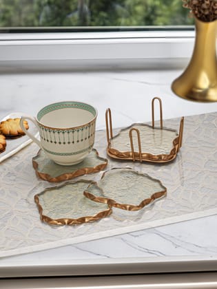 Amoeba Gleam Glass Coaster Set (Pack Of 4)