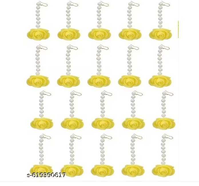 Yellow Rose Mangtika for Women & Girls | Pack of 20 Floral Maang Tikka for Haldi, Mehendi, Wedding & Festive Occasions