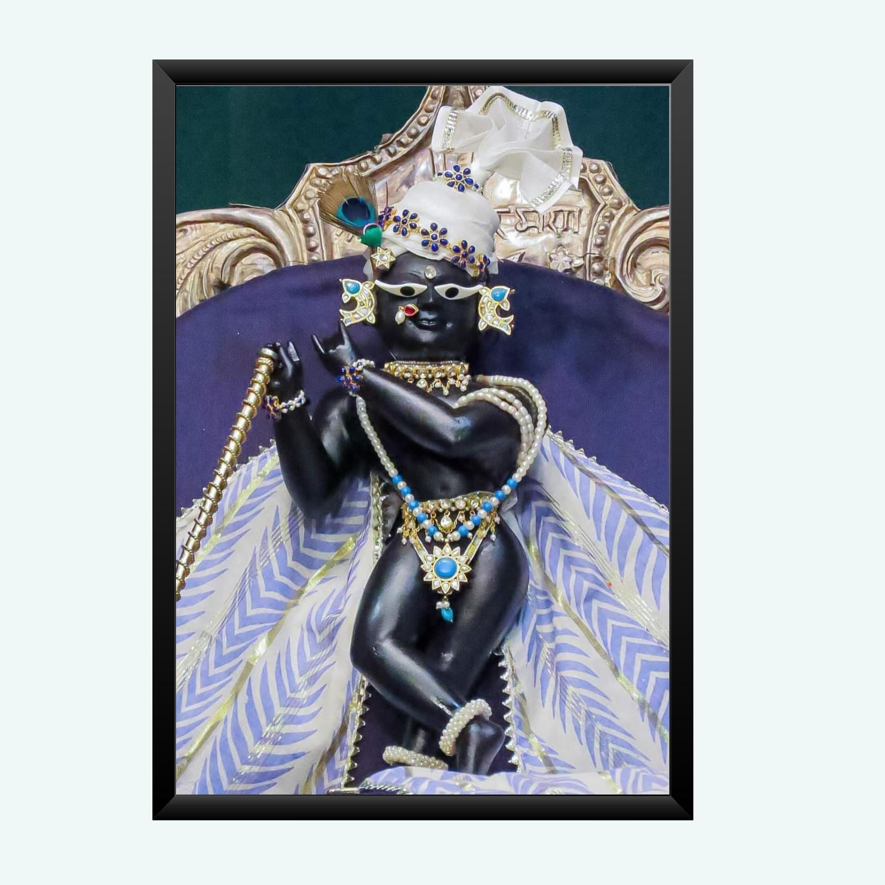 NOKKES Radha Raman ji Vrindavan Radha Raman Thakur Ji Photo Frames Religious Photo frame 5X7 Inch Photo Frame_QWW72