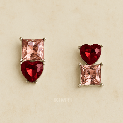 Heart Shaped Ruby Korean Earring
