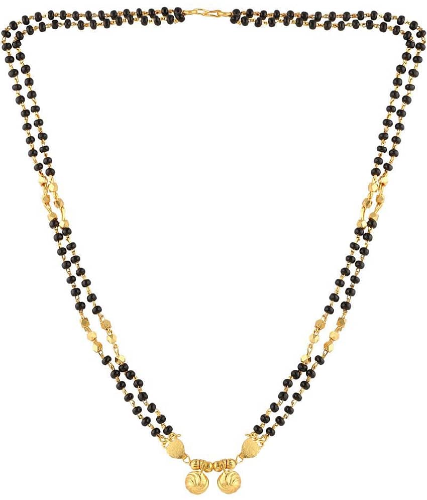 shankhraj mall gold plated black bead short mangalsutra for women-10024
