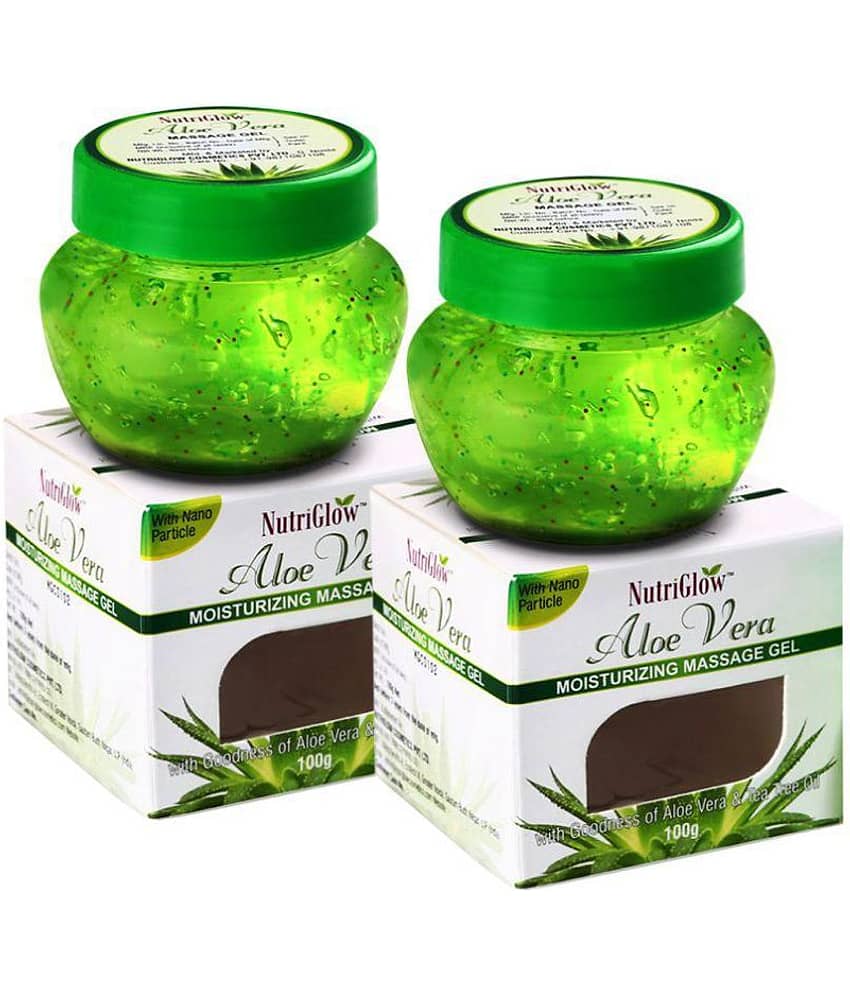 NutriGlow Aloe Vera Gel Great for Face, Hair, Acne, Sunburn, Glowing and Radiant Skin, Hydrating Gel, Each 100gm (Pack of 2)