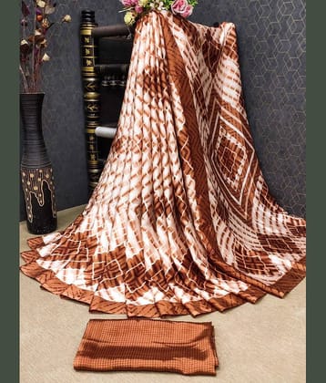 JIHANA FAB Georgette Printed Saree With Unstitched Blouse Piece ( Multicolor )