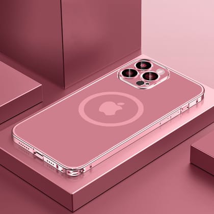 iPhone Metal Lock Magsafe Series With Camera Lens Protector-iPhone 12 / Pink