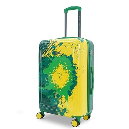 AMERICAN TRAVELLER Touris GlideSport Trolley Bag Set of 3 | S,M,L Suitcase Combo | Polycarbonate Hard Shell | 360 Disc Wheels | TSA Type Lock | Football Splash Design | Travel Luggage (24, Green)