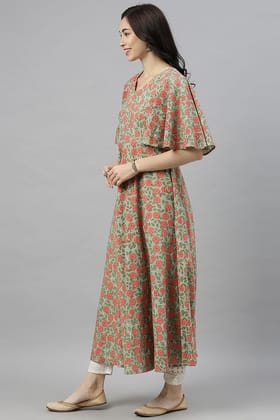 Green Cotton Flared Kurta VCK8239 Green Cotton Flared Kurta VCK8239