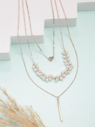NVR Women's Rose Gold-Plated Beaded Layered Chain-Onesize / Rose Gold / Alloy