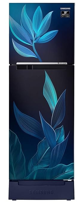 Samsung 236L 2 Star Inverter Frost-Free Double Door Refrigerator Appliance (RT28C31429U/HL,Paradise Bloom Blue), Base Stand Drawer 2023 Model