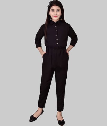 Cherry Tree Girls Crepe Basic Jumpsuit ( Pack of 1 , Black )