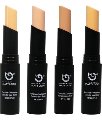 Mattlook Concealer & Anticernes Corrector SPF-20/FPS-20, Multi Shades, Pack of 4 (14gm)
