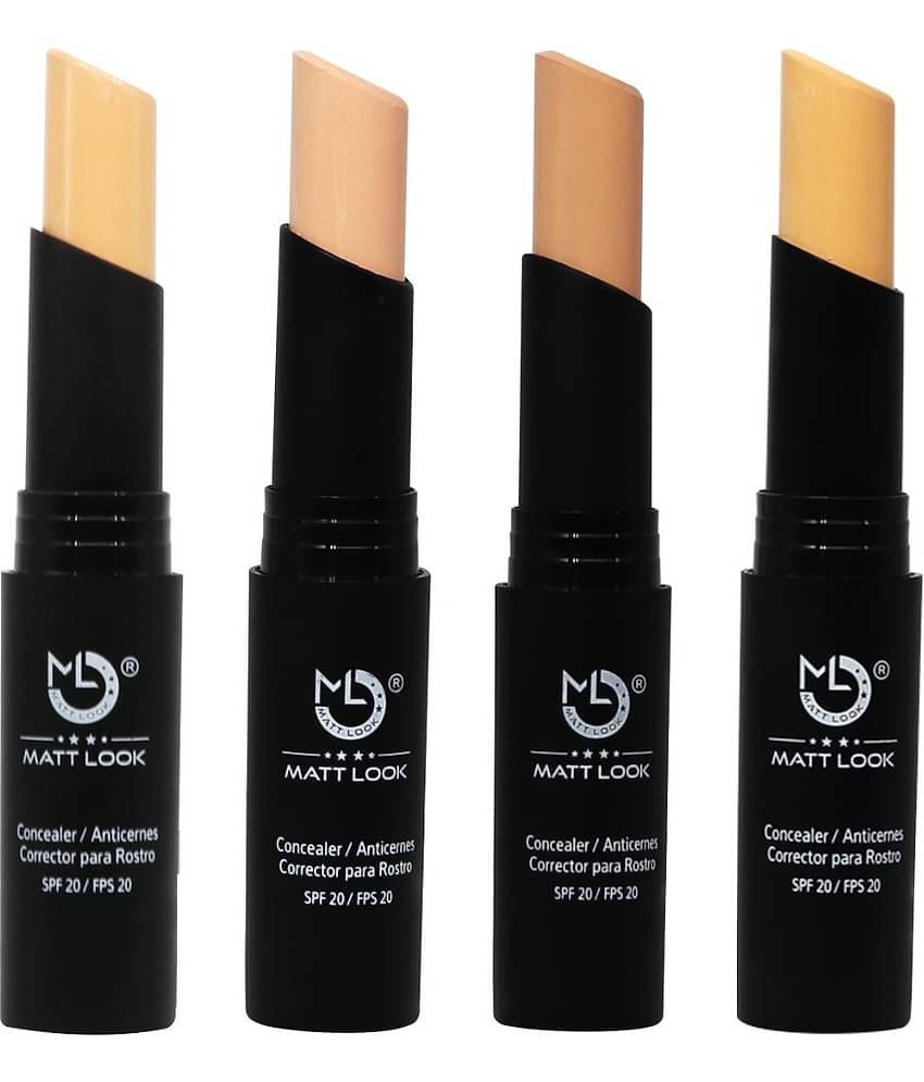 Mattlook Concealer & Anticernes Corrector SPF-20/FPS-20, Multi Shades, Pack of 4 (14gm)