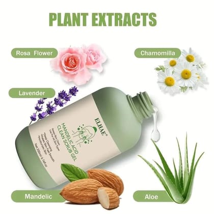 ELHAE Mandelic Acid Cleansing Gel - Aloe, Rose & Chamomile | Deep Moisturizing Face & Body Scrub, Alcohol-Free, 200ml (6.76 fl.oz) for All Skin Types
