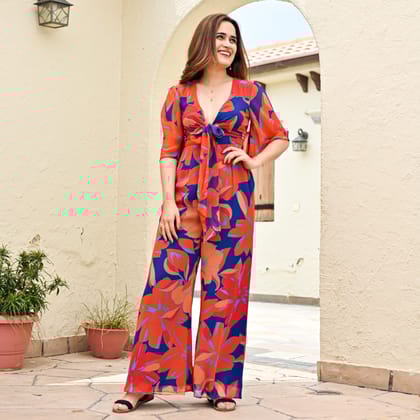 Tropicana Knotted Jumpsuit-XS